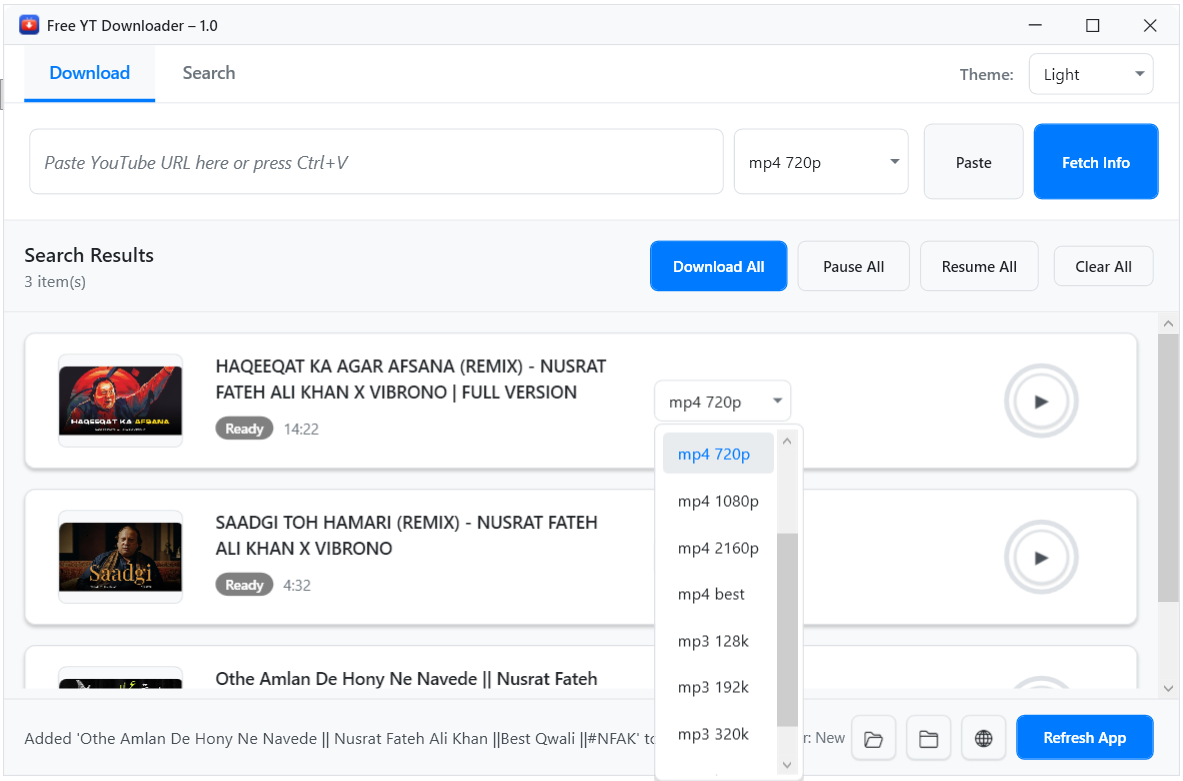 Free YT Downloader download formats